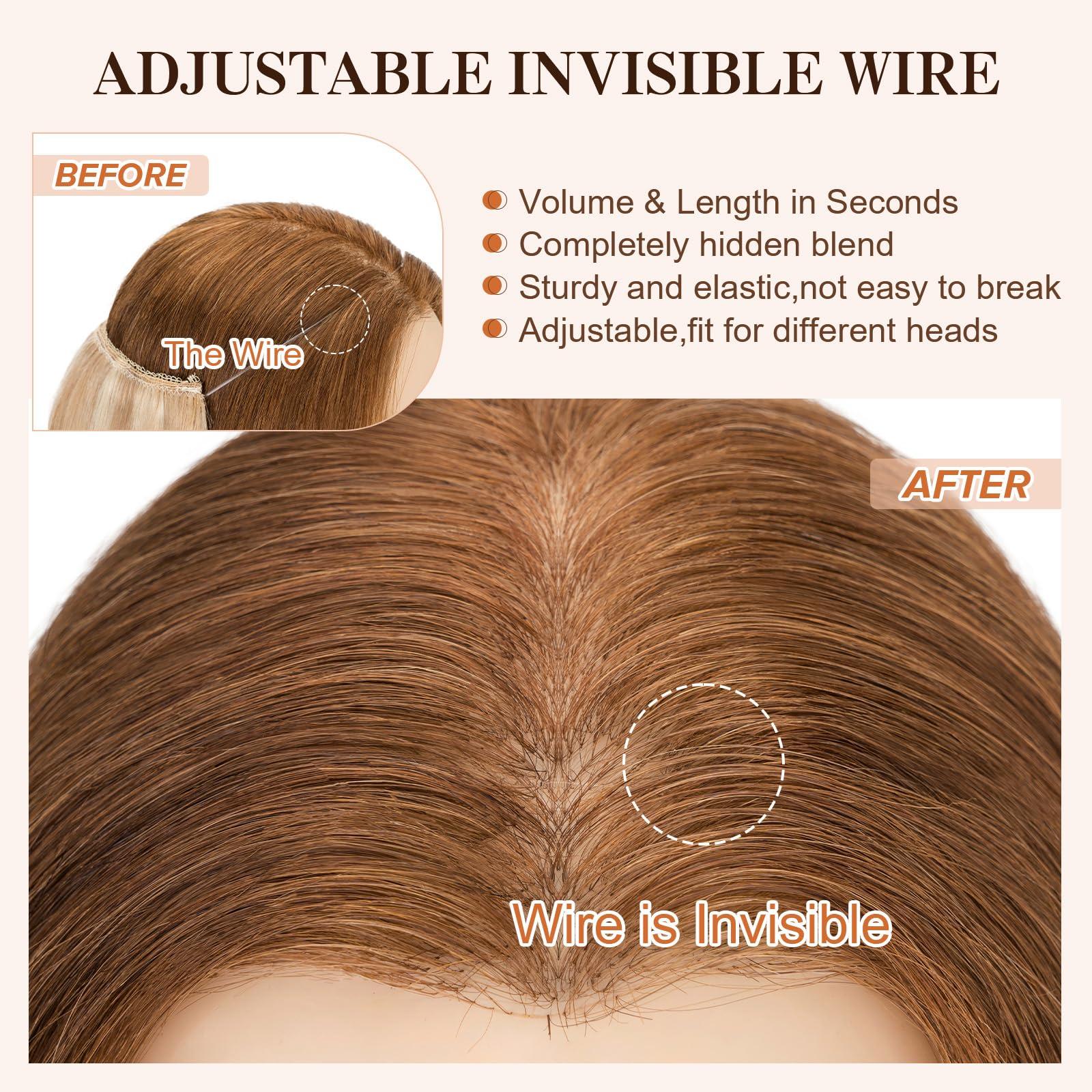 S-noilite Halo Hair Extensions Real Human Hair,S-noilite Halo Hair Extensions,Halo Hair Extension for Women,100% Human Hair Halo Extensions,Halo Hair 70g/20inch 18P613 Gold Blonde Mixed Bleach Blonde