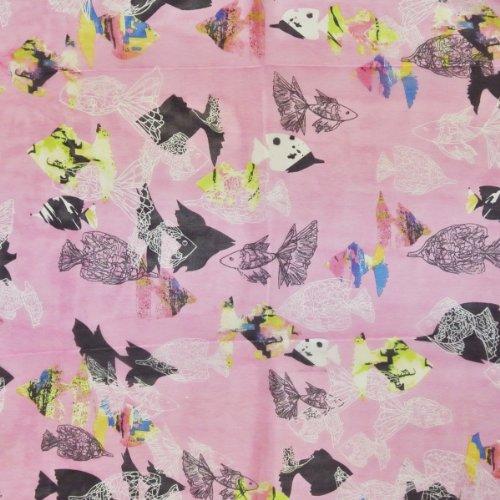 allydrew Allydrew Chiffon Under the Sea Fish Pattern Long Scarf, Pink