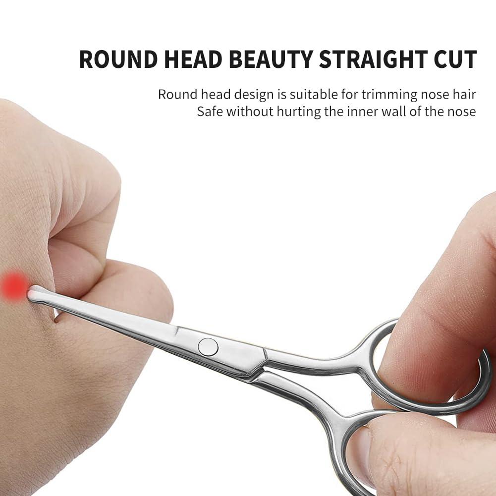 AsonTao Small Scissors, Eyebrow Scissors, Nose Hair Scissors Round Tip Design, Will Not Hurt the Nasal Cavity. Professional Grooming Scissors for Hair, Eyelashes, Nose, Eyebrow Trimming, Mustache. -AsonTao
