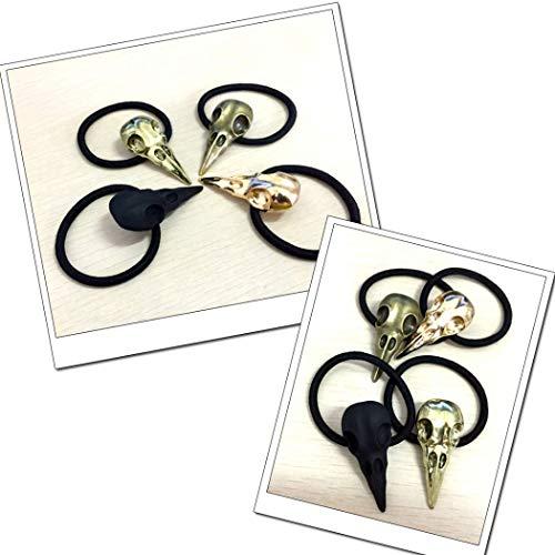Hometu Hometu Halloween Bird Skull Hair Band Stylish Plague Doctor Crow Raven Punk Elastic Hair Accessories Gold 1PC