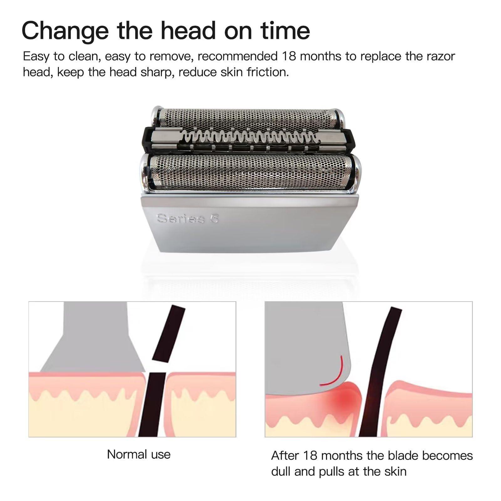 USonline911 5040,5040S Shaver Replacement Head w/Sealed Packaging for Braun 5748 5147S 5140S 5190CC 5749 5768 5769 5050S 5070S(Silver)