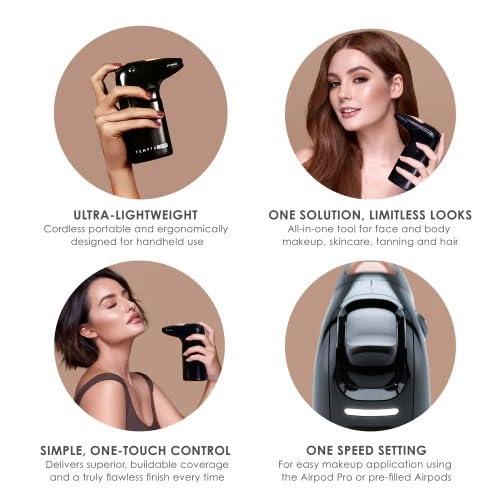 TEMPTU TEMPTU One Airbrush Make-up Kit for Complexion Perfection with Cordless Compressor, Medium: 11-Piece Set, Portable Air Brush Machine, 3 Shades of Foundation, Blush, Bronzer, Instant Concealer