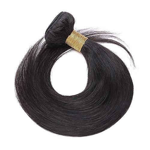 Hairro Hairro Unprocessed Human Hair Weft One Bundle 10 Inch Straight Sew in Virgin Hair Weave Extensions 100g Single Bundle Brazilian Hair for Black Women #1B Natural Black
