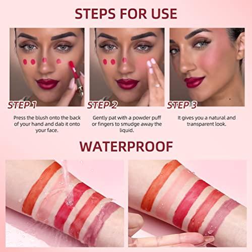 KQueenest Red Liquid Blush for Cheeks,KQueenest Soft Cream Blush,Matte Effect Natural Blush Tint with Dewy Finish Long-Wearing Cheek Tint Blendable Blush Oil for Face Makeup(Sweat Bean)