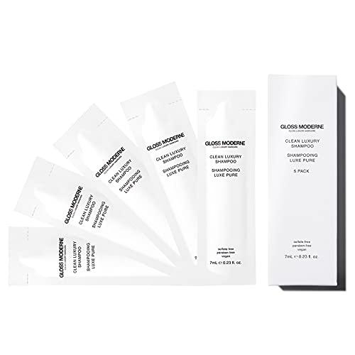 GLOSS MODERNE Clean Luxury Travel Shampoo by GLOSS MODERNE - 5 Pack - Hair Treatment for Damaged and Dry Hair with Notes of Mediterranean Almond and Coconut Accented with Cognac - For Soft and Shiny Hair