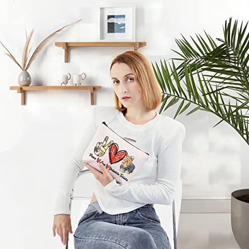 LEVLO LEVLO Yorkshire Terrier Dog Cosmetic Make Up Bag Yorkshire Dog Owner Gift Peace Love Yorkshire Terrier Make Up Zipper Pouch Bag For Dog Mom (Peace Yorkshire Terrier)