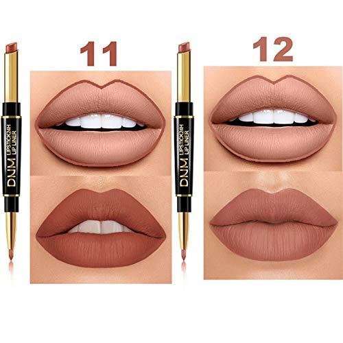 FeiFei66 FeiFei66 2 in1 Lipstick Lip Liner Set, 6 Colors Waterproof Long Lasting Lipstick Matte Moist Lipliner Pen Cosmetics Kit (as show)