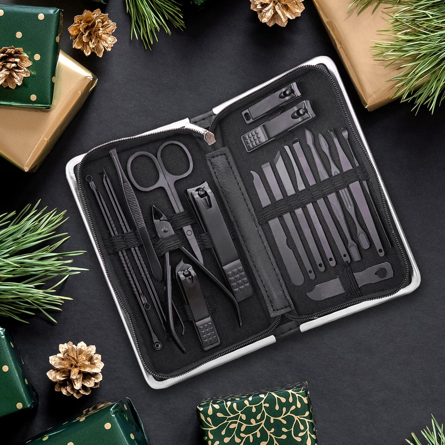 UMEINAC TECH Manicure Set Manicure Kit Nail Grooming Kit for Men Women, 21 in 1 Pedicure Set Professional Nail Clipper Set Nail Care Tools Kit for Travel- Black