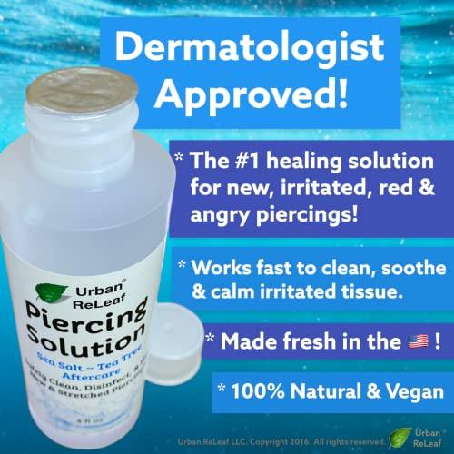 Urban ReLeaf Urban ReLeaf Piercing Solution ! Soothing Sea Salts & Tea Tree AFTERCARE 4 oz, Ready to use. Safely Clean and Calm New & Stretched Piercings. Gentle Effective Natural & Proven. Works Fast