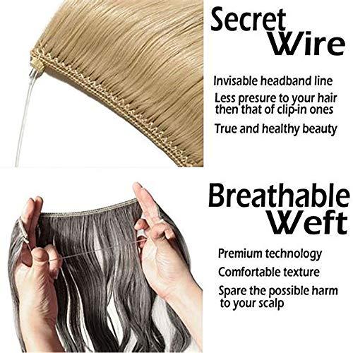 RemeeHi RemeeHi Secret Micro Hair Pieces Human Hair Wavy Curly Beauty Fish-line Hair Extension for Women 100g 16 Inch 25cm 14# Dark Golden Blonde