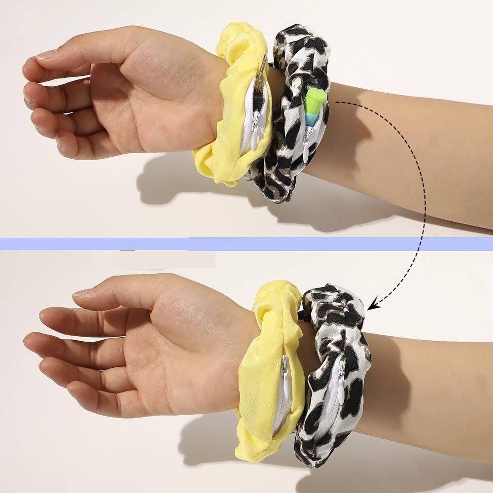 DINPREY DINPREY Chiffon Dots Hair Scrunchie with zipper pouch, 7 Pcs Bright colors Hair Ties for Vsco Girl Stuff, Soft Stash Floral Scrunchies Silk Hair Elastic Ties for Women and Girls