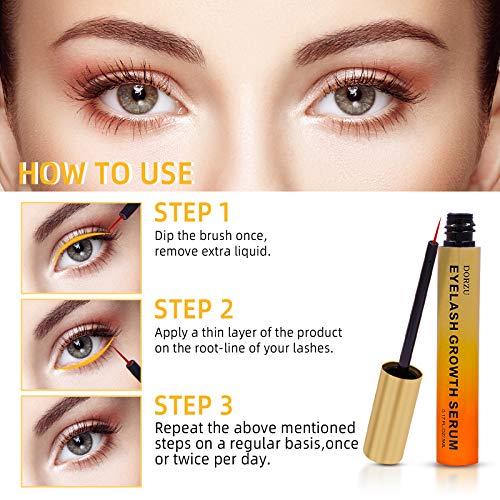 Dorzu Premium Eyelash Growth Serum and Eyebrow Enhancer Lash boost Serum for Longer, Fuller Thicker Lashes & Brows (0.17FL.oz/5ml)