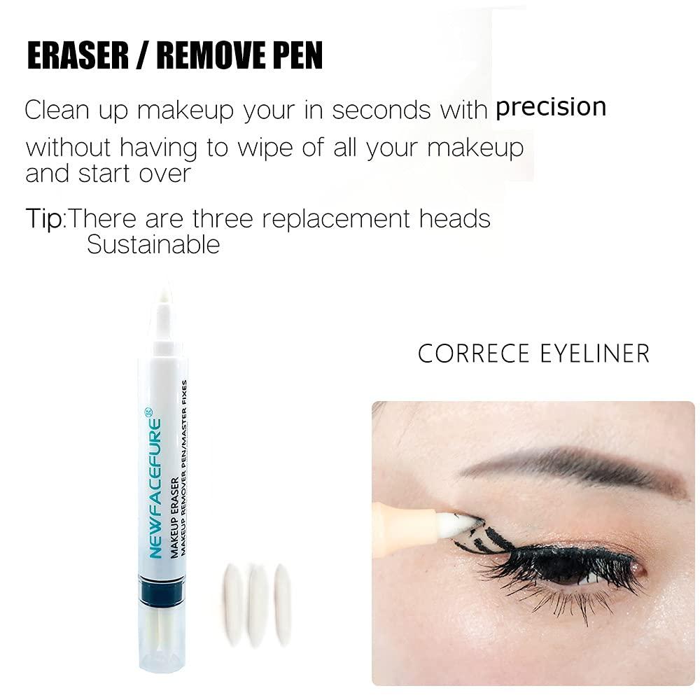 Newfacefure Makeup Remover Eraser Pen, Newfacefure Eye Make Up Corrector, Easy to Remove and Correction Magnetic Eyeliner Fixer, Extract for Sensitive Skin Original(WHITE)