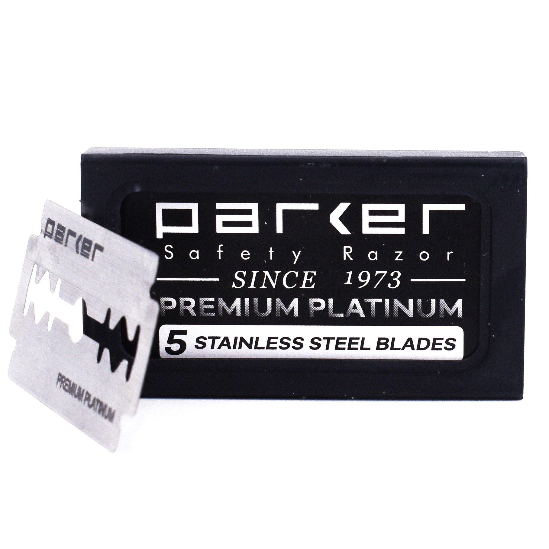 Parker Safety Razor Parker 100 Count, Parker Double Edge Safety Razor Blades, Premium Platinum Stainless Steel Razor Blades with PTFE, Tungsten and Chromium Coated Edges for Smooth, and Comfortable Shaves
