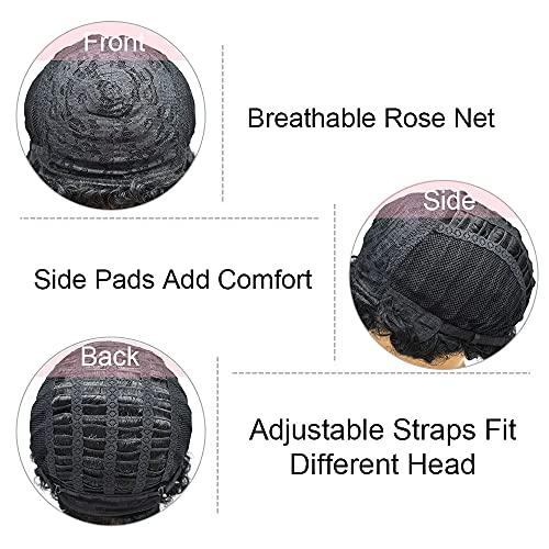 LYRICAL HAIR LYRICAL HAIR Afro Kinky Curly Wigs for Black Women Short Soft Brazilian Human Hair Natural Full Machine Made None Lace Front Glueless Wig for African American Ladies (#1 Jet Black)