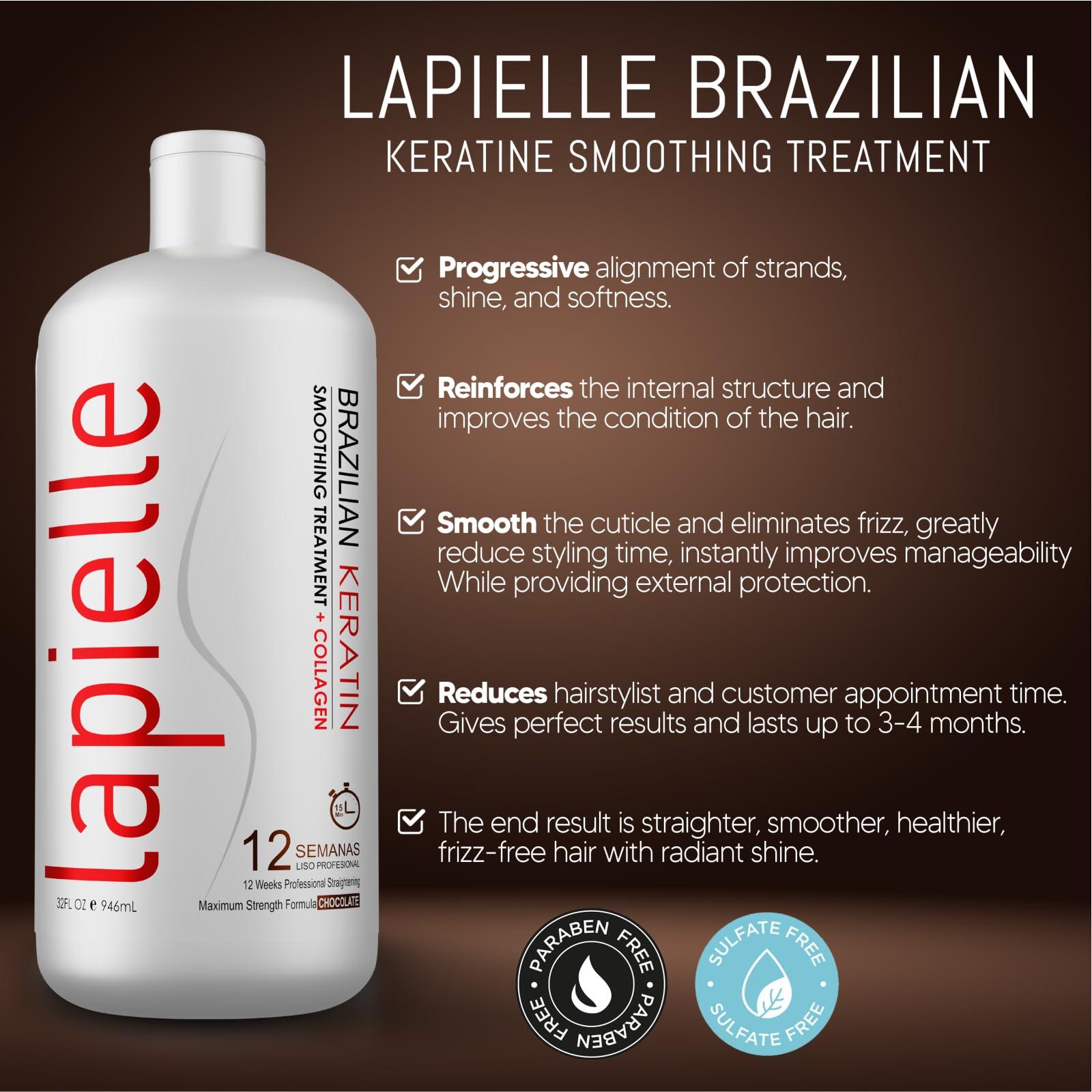 Lapielle Lapielle - Brazilian Keratin with Argan Oil, for Dry and Damaged Hair, Professional use Only(32 FL oz).