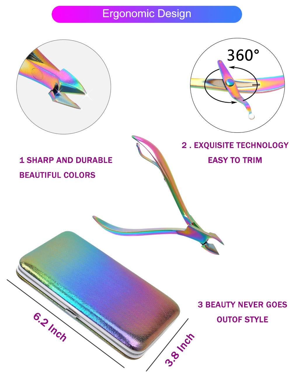 SFYDOM 2020 New Rainbow Manicure Kits 18 Pcs Nail Clippers for Women Gift SFYDOM Women's Rainbow Leather Manicure Set (18-RainbowManicure Kits)