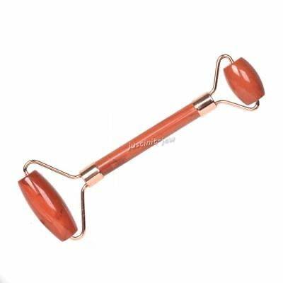 BEAD_CRYSTAL-NK Natural Gemstone Roller Facial Massage Tool Crystal Anti-Aging Therapy - (Stone:Red Jasper)