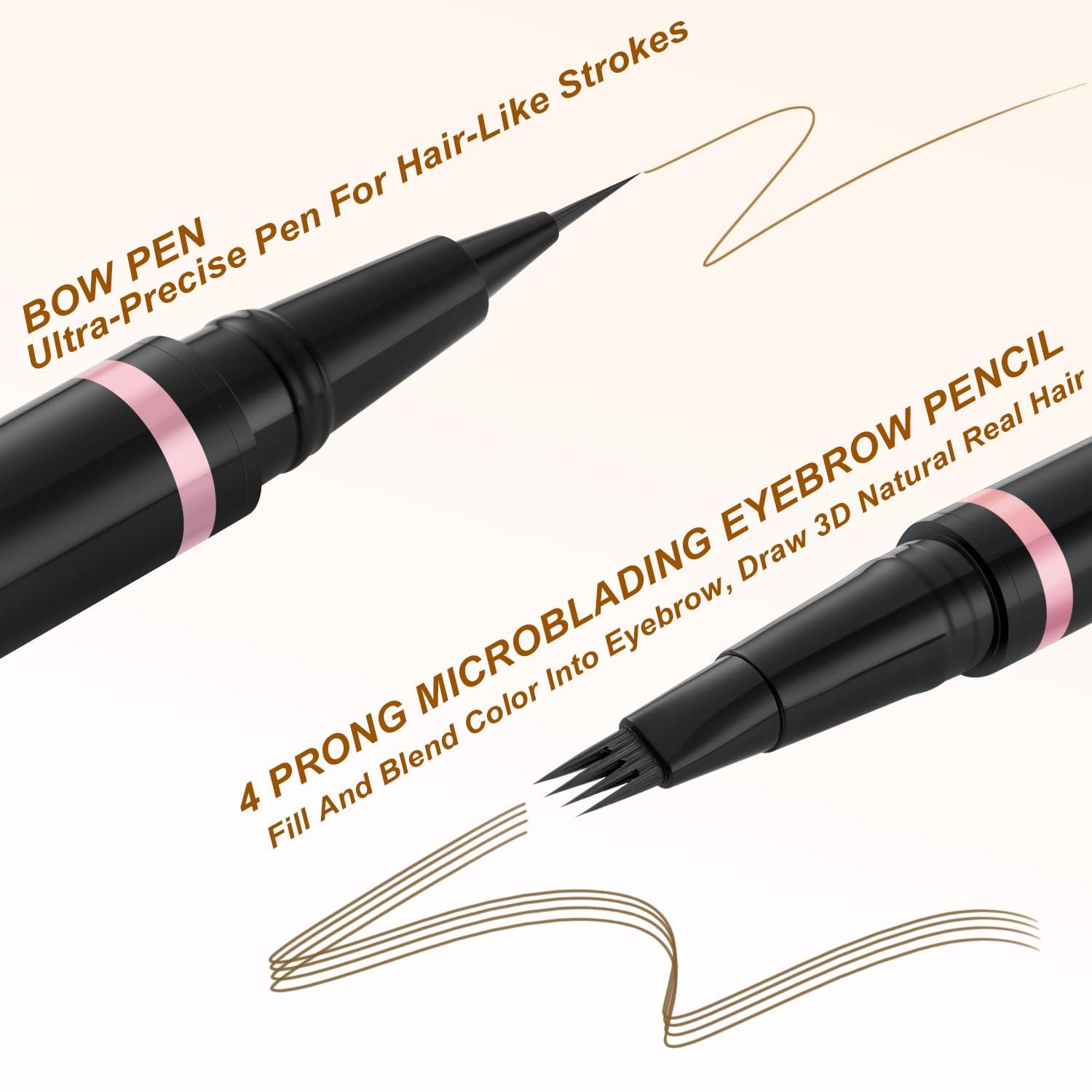 LAVONE Eyebrow Pencil Makeup Kit, with Waterproof 2-IN-1 Microblading Eyebrow Pen, Eyebrow Pomade, Eyeliner and Dual-ended Eyebrow Brush, Brow Pencil Kit for Natural Eyebrows - Auburn