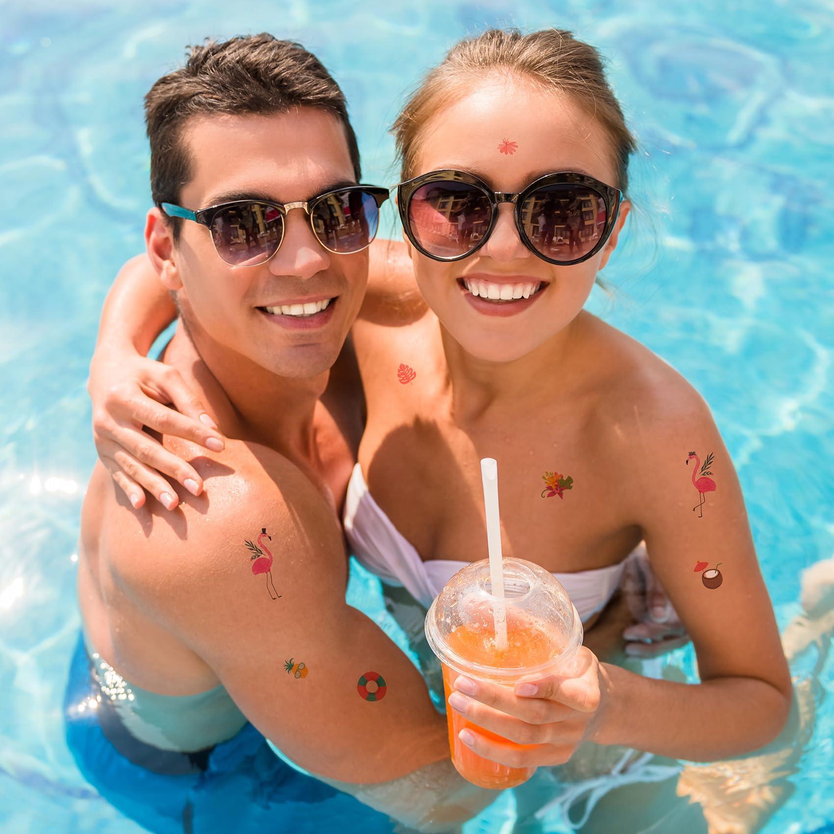 HINZIC HINZIC 20 Sheets Cute Animal Temporary Tattoo for Kids Play, Vinyl Waterproof Flamingo Summer Cartoon Tattoos Stickers for Children Party Makeup Cosplay Drama Shows