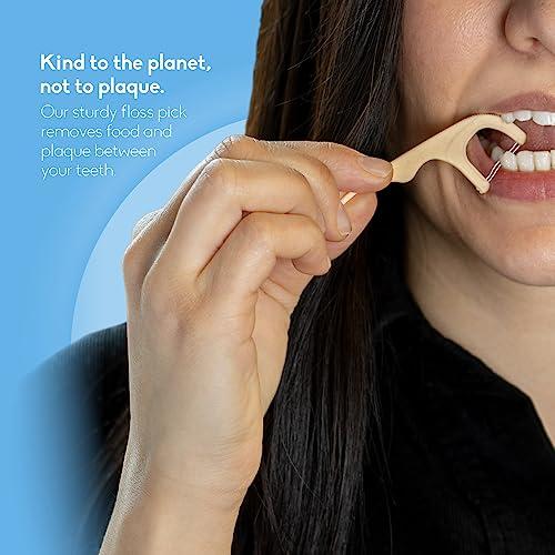 The Humble Co. The Humble Co. Floss Picks (200 Count)  Plant Based Dental Floss Picks for Superior Oral Care, Dental Hygiene, and Gum Health, Cruelty Free Tooth Floss Picks (Mint, Double Thread)