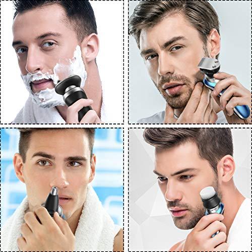 Hatteker Hatteker Electric Shaver for Men Trimmer for Men Cordless Rechargeable Beard Nose Hair Face Trimmer Rotary Razor USB Groomer Waterproof Wet Dry 4 in 1