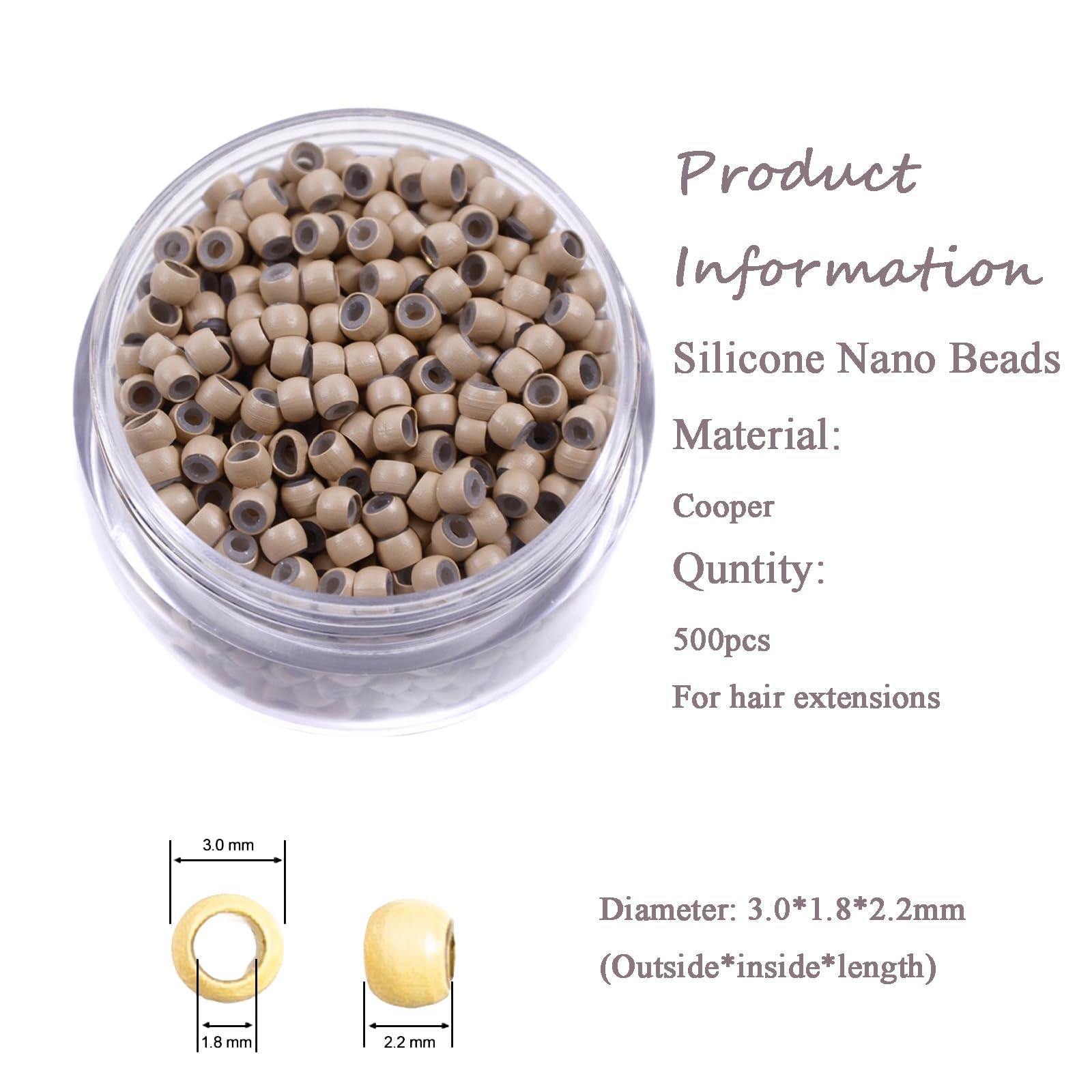 WDLBGWXJ WDLBGWXJ Nano rings Silicone Lined Nano Beads Micro Rings Beads Copper Nano Ring For Nano Tip Hair Extensions 500pcs/lot 3.0mm (500PCS, 6#)