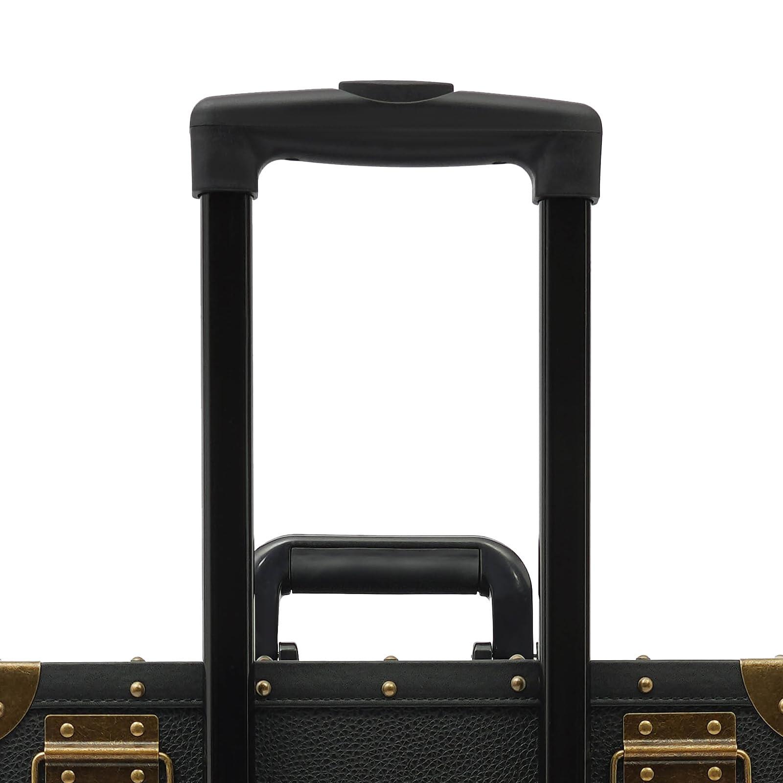 CAIHAOA CAIHAOA Rolling Lockable Makeup Train Case, Lockable Makeup Train Case Hairdressing Trolley, Cosmetology Case with Wheels, Hair Dryer Holder, 2 Mobile Password Locks and 2 Keys, Black