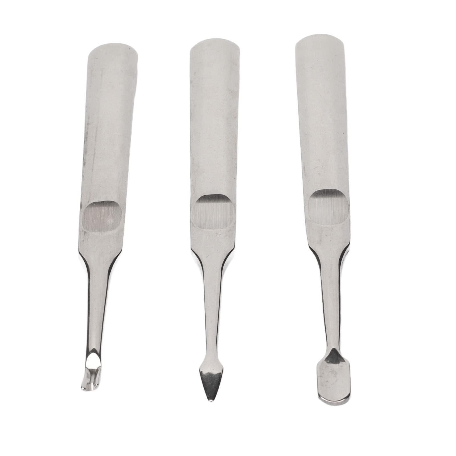 NSXAYIWE Cuticle Pusher, 3PCS Professional Stainless Steel Cuticle Remover, Cutical Pusher Set, Nail Pusher Tool Compatiable for Ngernails and Toenails