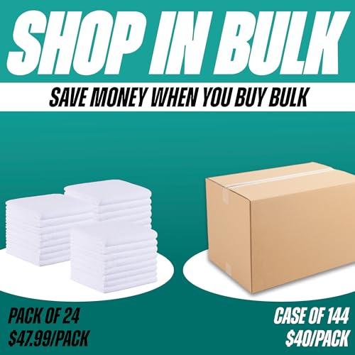 Arkwright LLC Arkwright Bleach Proof Salon Towels Bulk - Case of 144 - Ultra Soft, Gentle Microfiber, Highly Absorbent & Quick Dry Spa Facial Towel for Hair Stylist, Nail Shop, and Esthetician, 16 x 27 in, White