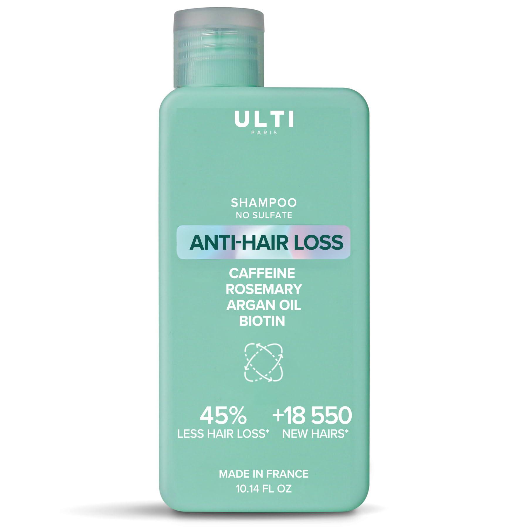 Ulti Paris ULTI Paris Anti Hair Loss Shampoo, No Sulfate, Caffeine, Rosemary, Saw Palmetto, Argan Oil, Biotin, 71% Hair Loss Reduction, 10.14 FL.OZ.