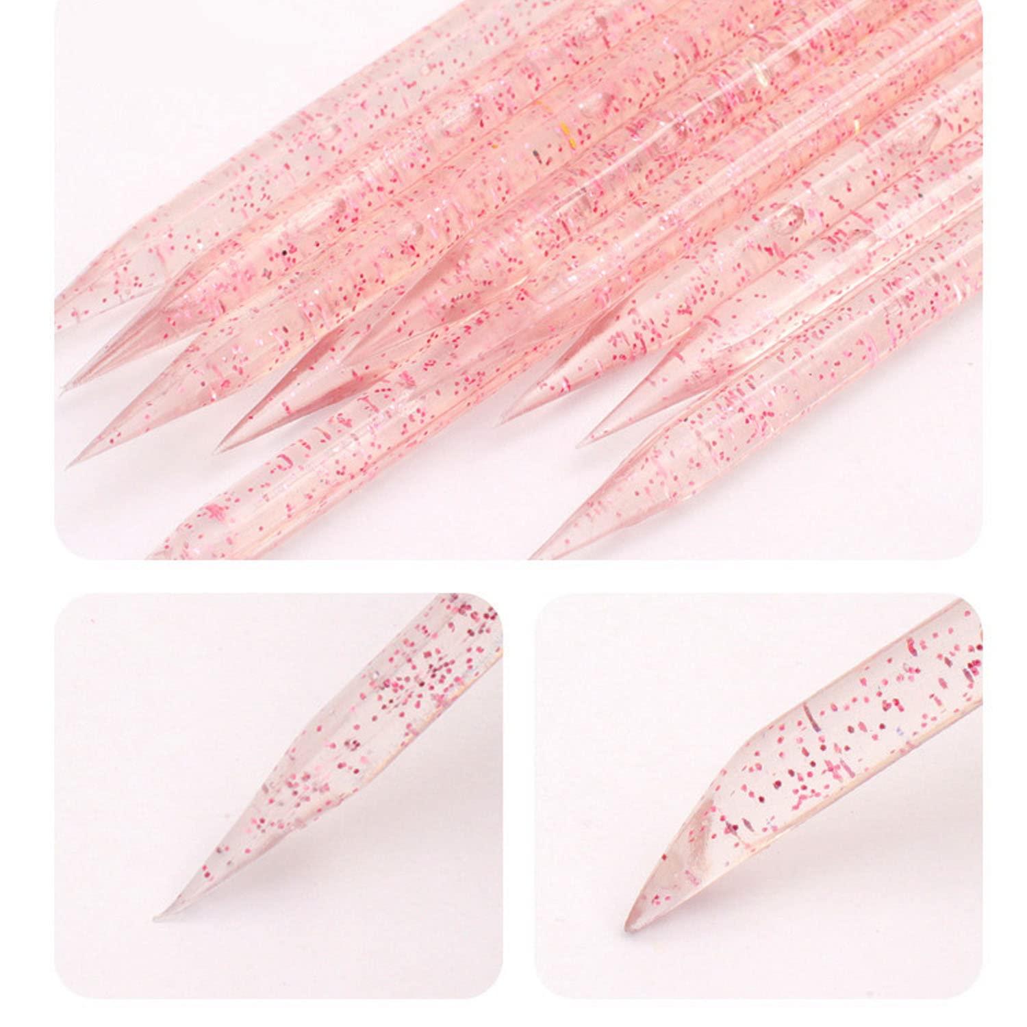 Ourart 100 PCS Nail Sticks, 100 PCS Mini Nail Files Double Sided Nail Buffer, Nail Care Sticks, Cuticle Manicure and Pedicure Stick for Fingernail, Cleaning Cuticle Stick - Pink
