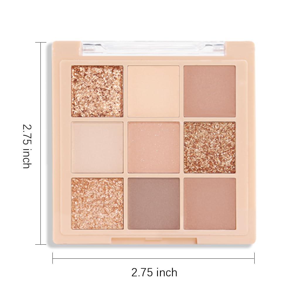 CAKAILA 9 Color Nude Pink Gold Brown Eyeshadow Makeup Palette,Matte Shimmer Korean Natural Neutral Hypoallergenic Eye Shadow Palettes Highly Pigmented Naturing-Looking Long Lasting Waterproof Blendable