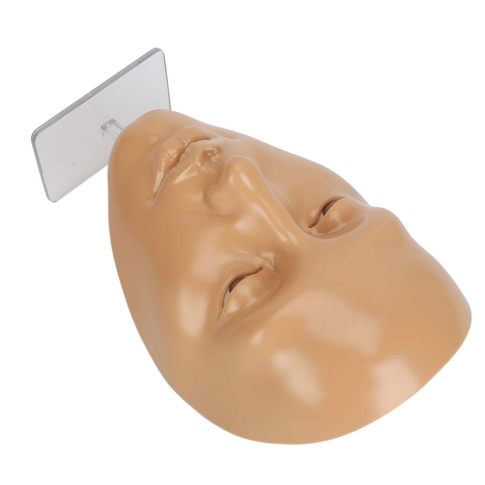 Generic Generic 2 Set Makeup Practice Face 5D Silicone Full Face Makeup Mannequin Face with Stand for Emerging Makeup Artist (Yellow Wheat Face)