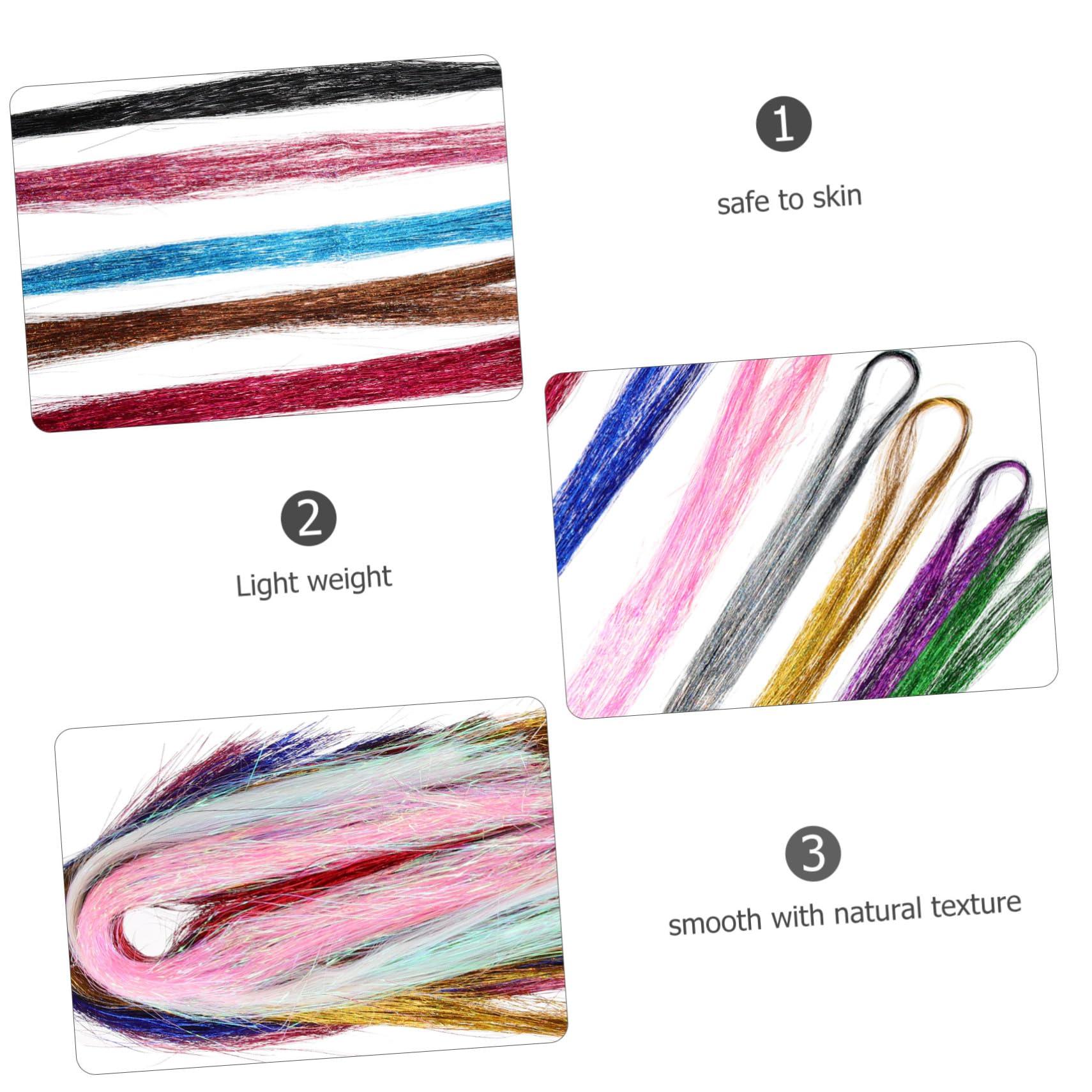 Baluue Baluue Fairy Hair Tinsel Kit Hair Tinsel Extensions Glitter Tinsel Tool Hair Glitter Strands Hair Decorations for Women