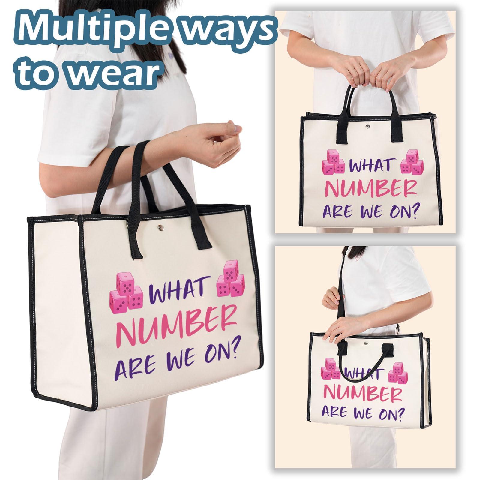 XYANFA XYANFA Bunco Tote Bag Gift Bunco Party Gift Zipper Pouch Dice Game Bunco Player Bunco Gift Tote Cosmetic Bag (WHAT NUMBER tote2)