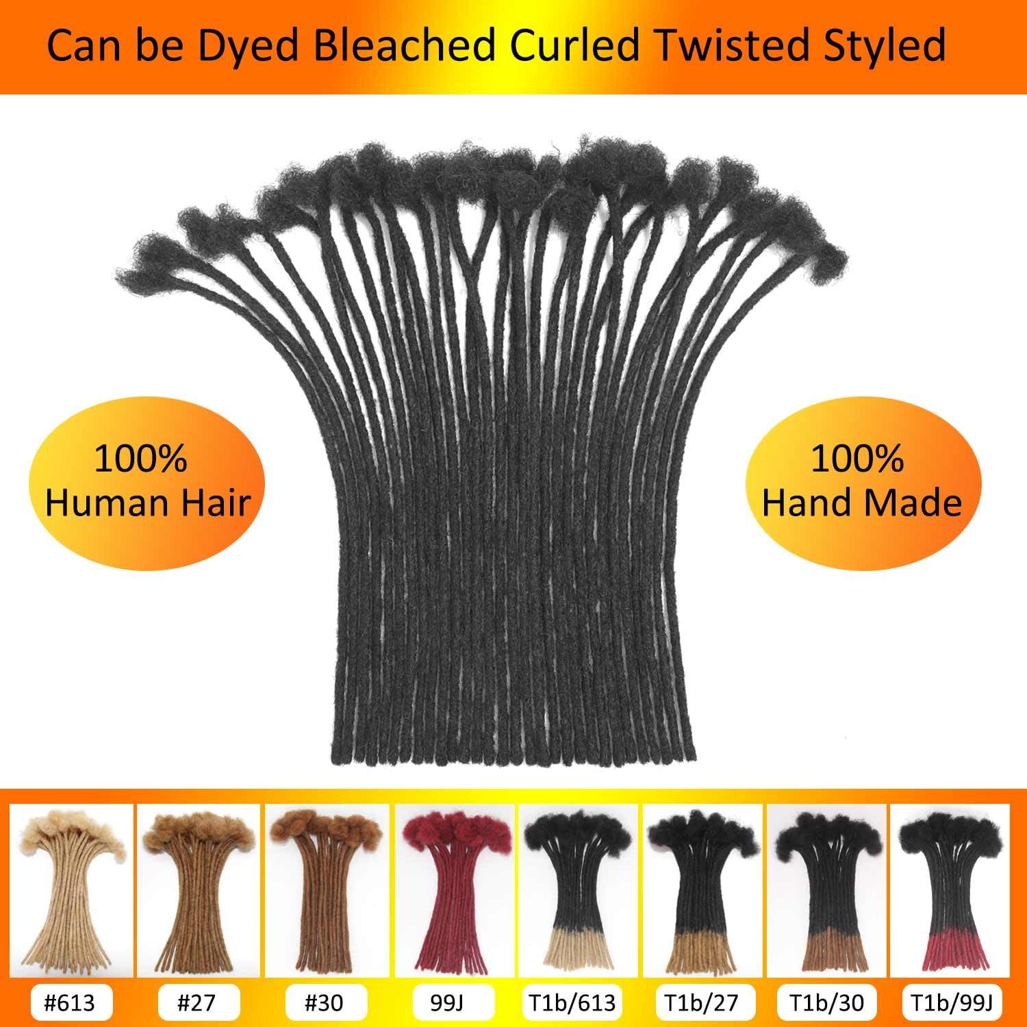 LIKIMIYA Loc Extensions Human Hair Dreadlock Extensions Human Hair Loc Extensions Dreads Extensions for Men Women Kids 0.6 cm 6 Inch 60 Strands Real Human Hair Locs 1B Natural Black Handmade Permanent Locs