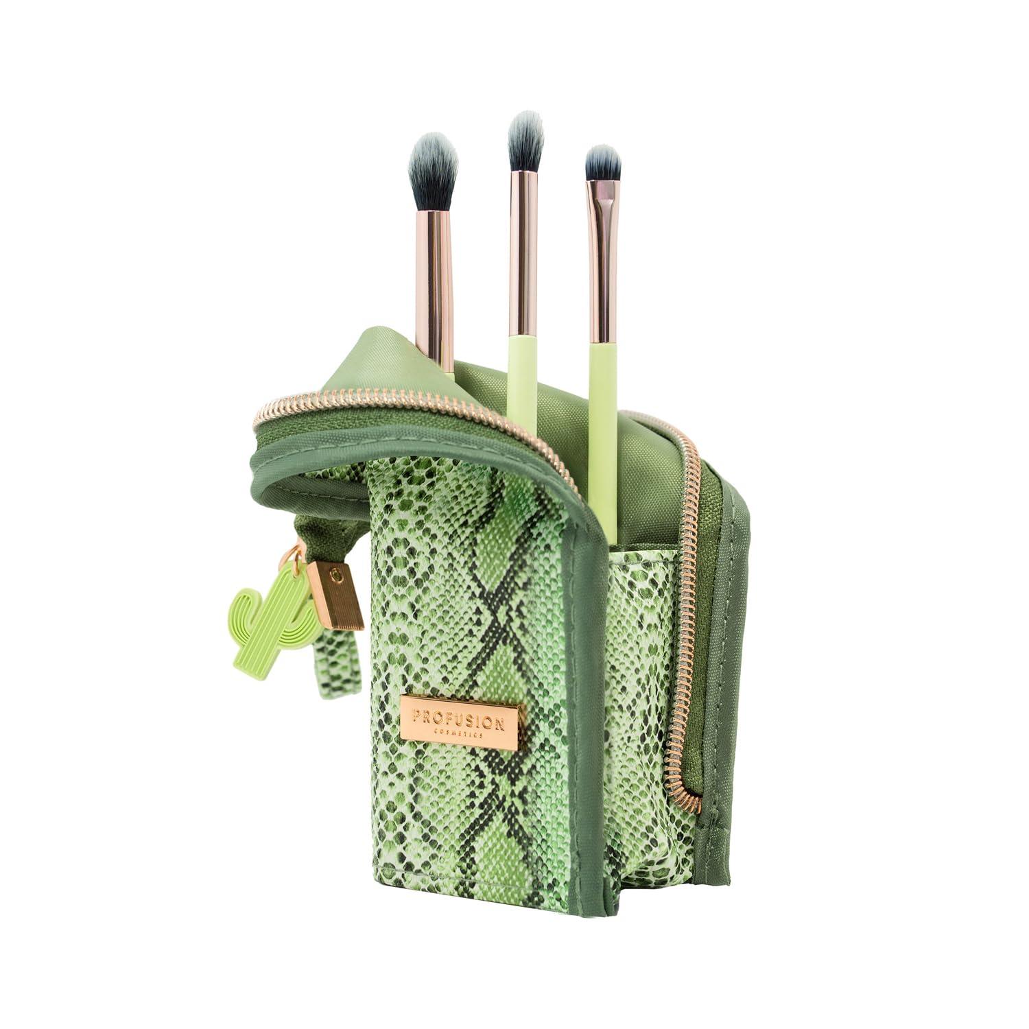Profusion Cosmetics Profusion Cosmetics Desert Sage Blend and Stand 4pc Bag and Eye Brush Set for Artists and DIY, Expand Your Makeup Game With Adventure Inspired Eye Brushes for Stunning and Creative Eye Looks