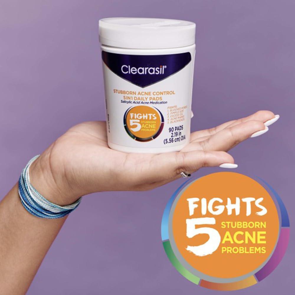 Clearasil Clearasil Ultra 5 in 1 Acne Face Wash Pads, 90 Count (Pack of 2)