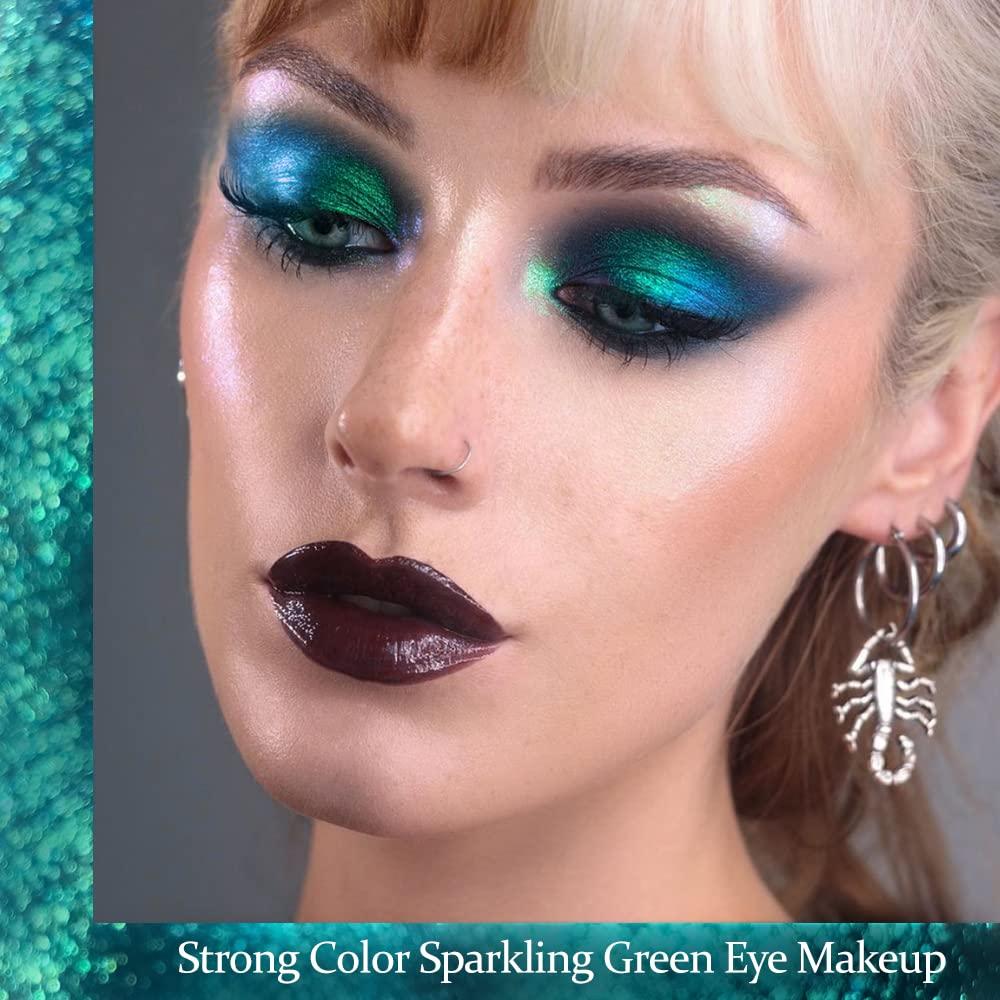 Afflano Afflano Multichrome Green Red Eyeshadow 2Pcs., Highly Pigmented Multichrome Eyeshadow Palette, Color Changing Forest Green Glitter Eyeshadow, Dark Red Makeup Eye Shadow, Multi-Dimensional Eyes Look