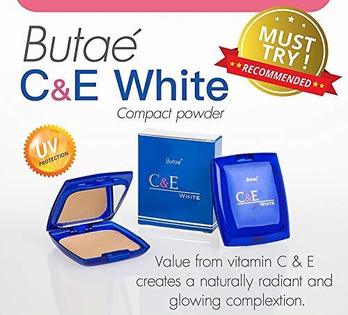 BUTAE C & E White Oil Control Face Pressed Powder Foundation Compact, Covers Dark Spot & Wrinkle, Long Lasting, Natural Radiant Glowing Perfect Skin, Clean Matte Makeup No.2 Soft Honey 12 G./0.42 OZ
