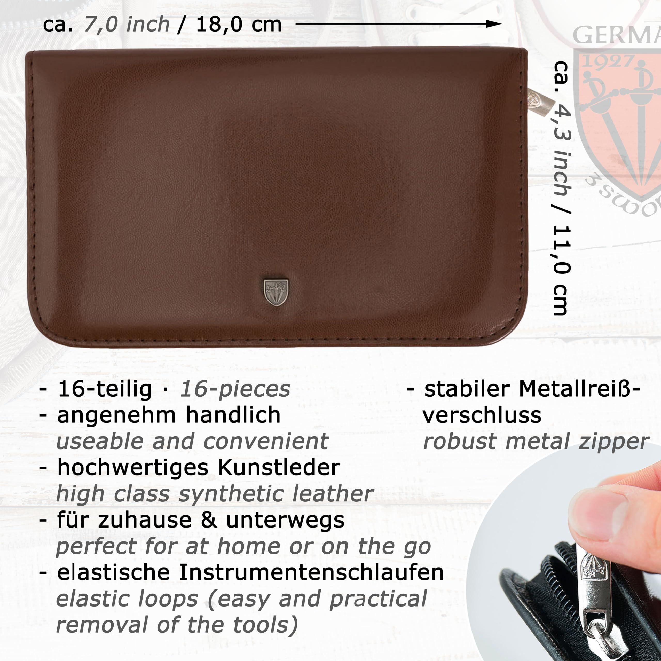 3 Swords Germany 3 Swords Germany - brand quality 16 piece manicure pedicure grooming kit set for professional finger & toe nail care scissors clipper synthetic leather case, Made in Germany