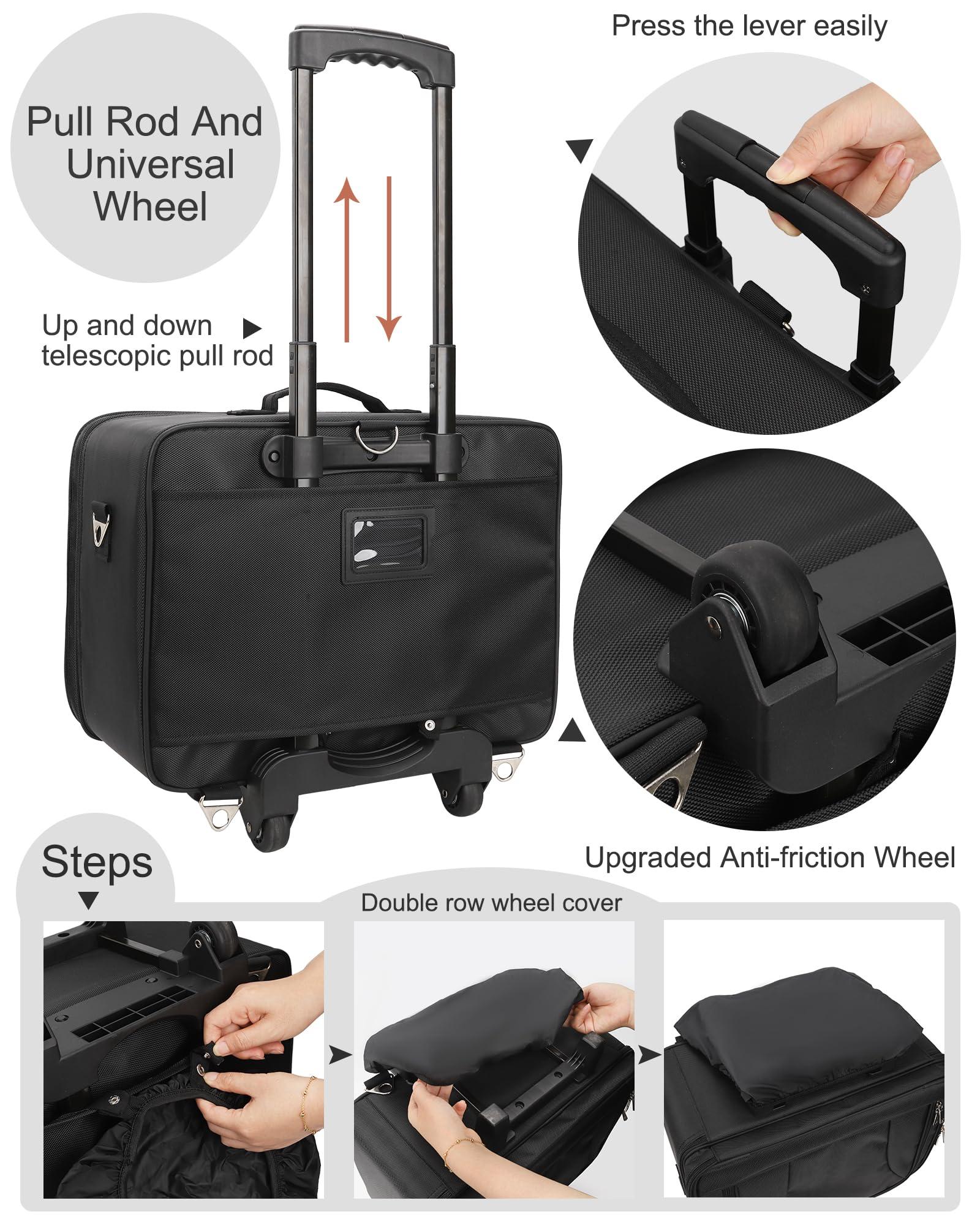 MONSTINA MONSTINA Rolling Makeup Train Case with Large Makeup Travel Train Case and 4 Portbale Cosmestic Bag,Makeup Case for Hairstylist,Makeup Artist Trolley Travel Makeup Case(Black)