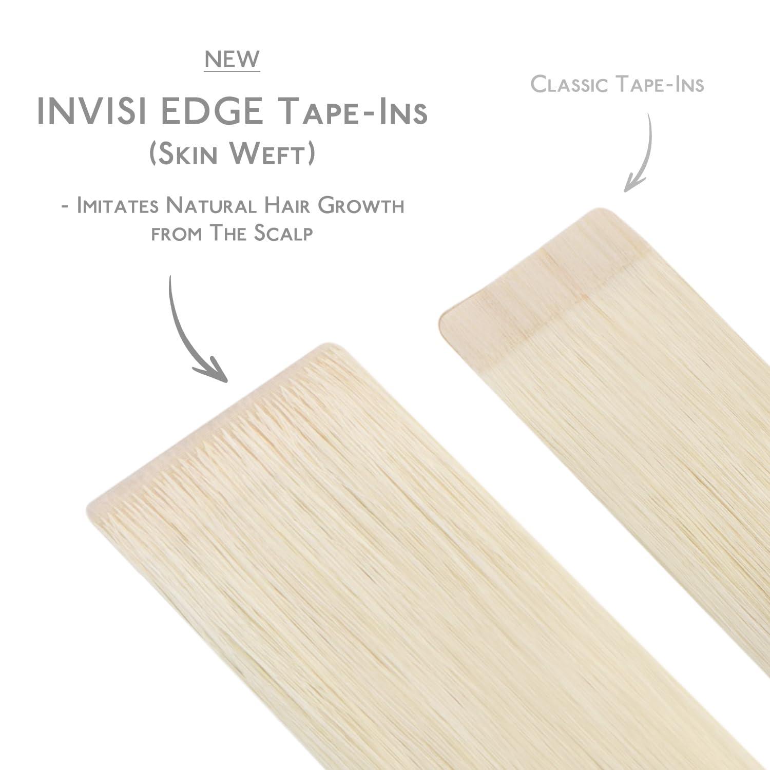 Wennalife WENNALIFE Invisi Edge Tape in Hair Extensions Human Hair, 22 Inch 50g 20pcs Platinum Blonde Invisible Luxury Remy Hair Extensions Natural Seamless Injected Tape Ins Straight Extensiones De Cabello