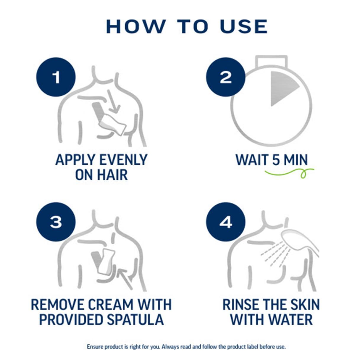 Veet Veet Sensitive Skin Dermatologically Tested 13.5 Fl Oz. 5 Min Men\'s Hair Removal Gel Cream with Spatula For Body, Chest & Back (2 Pack)