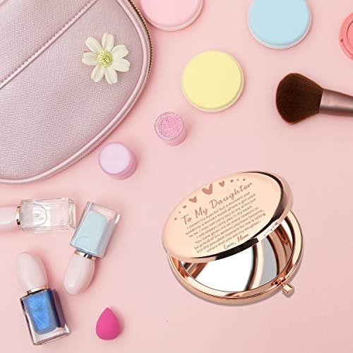 PLITI PLITI to My Daughter Compact Mirror from Mom Dad Daughter Graduation Gift Daughter Inspirational Pocket Mirror (Daughter Closed MMrg)