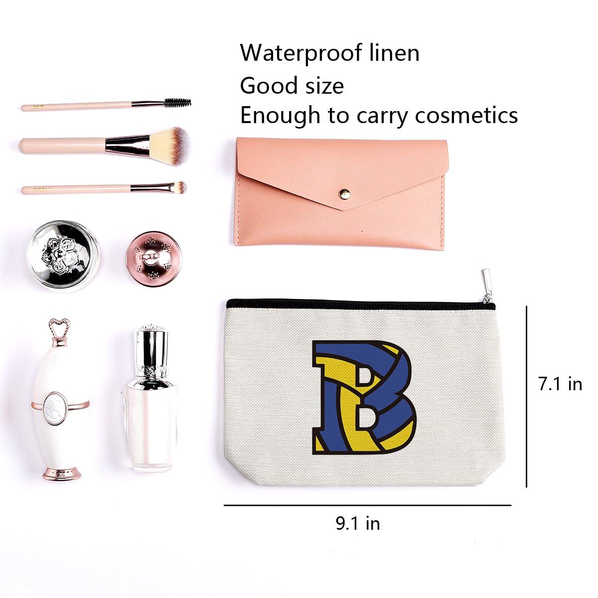 LONGXIN LONGXIN Volleyball Gifts Initial A-Z Personalized Makeup Bag Monogrammed Cosmetic Bags Toiletry Pouch Volleyball Lovers Gifts for Teen Girls Women Friends Coach Players Volleyball Team Gifts (B)