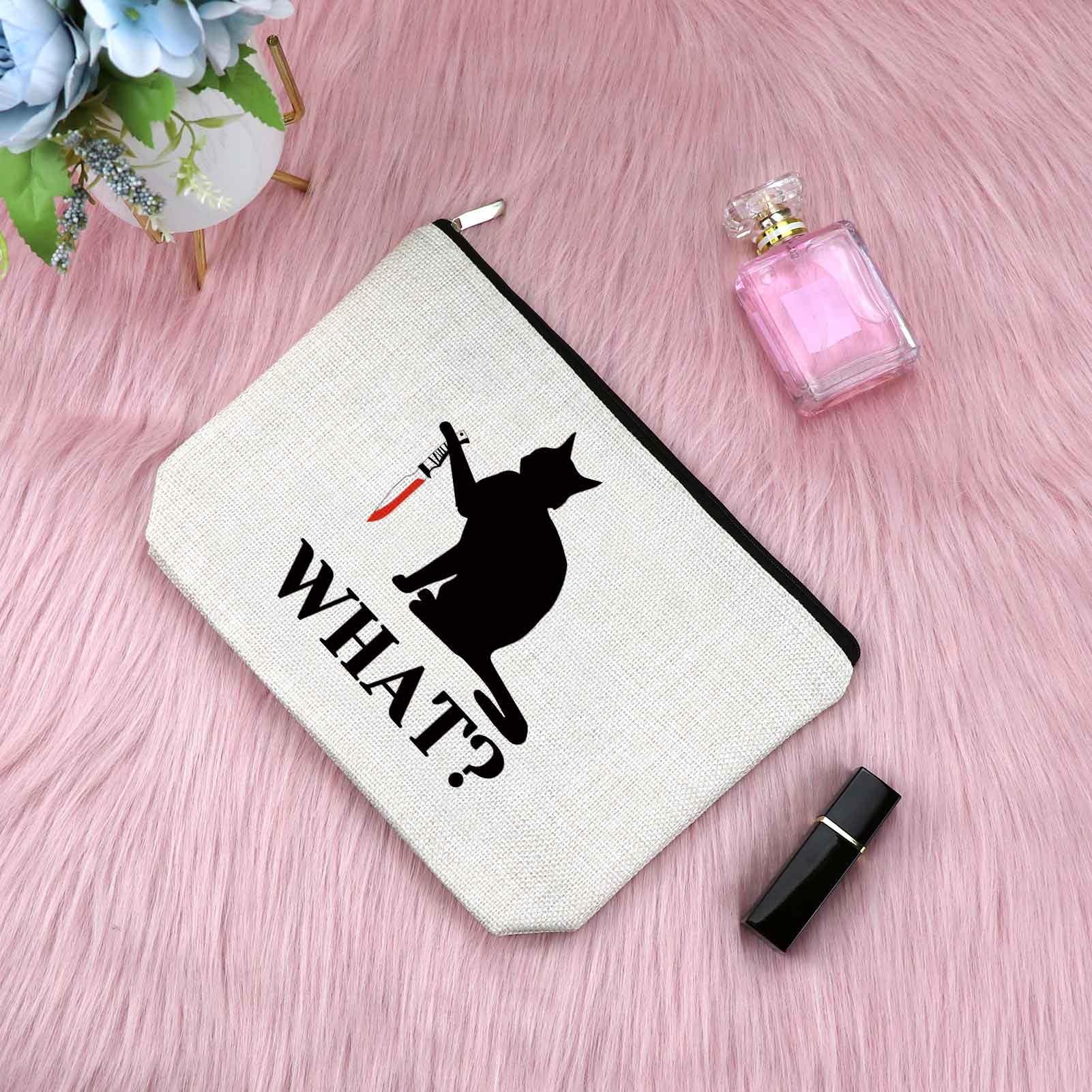 Sfodiary Cat Lover Gift Makeup Bag for Women Cat Owner Gift Ideas Cat Themed Gift for Cat Lovers Cat Kitty Kitten Cosmetic Bag Birthday Gift Christmas Gift for Women Animal Lover Gift Travel Cosmetic Pouch