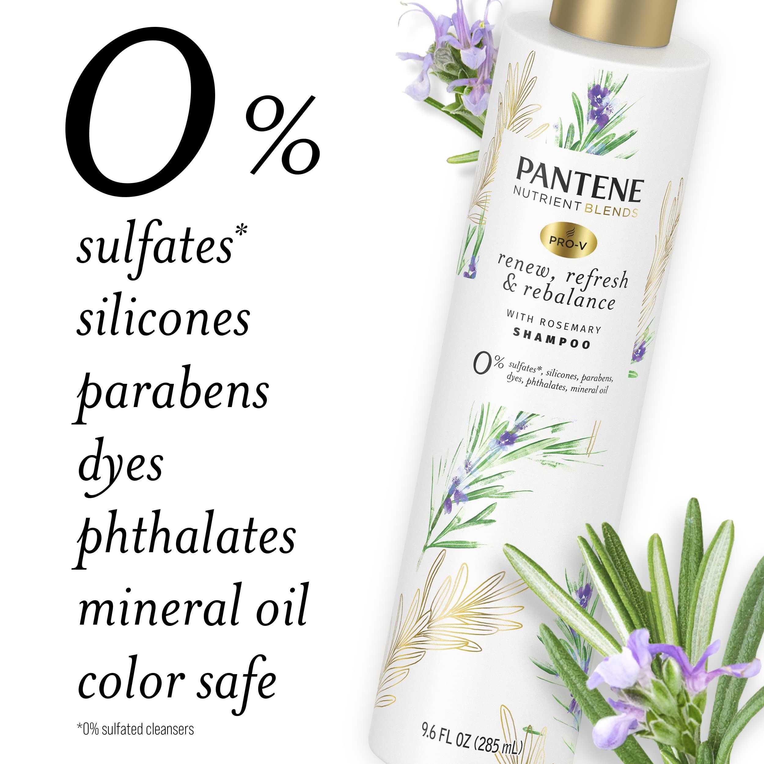 Pantene Pantene Sulfate Free Shampoo, Detangling Shampoo with Rosemary, Color Safe, 9.6 oz