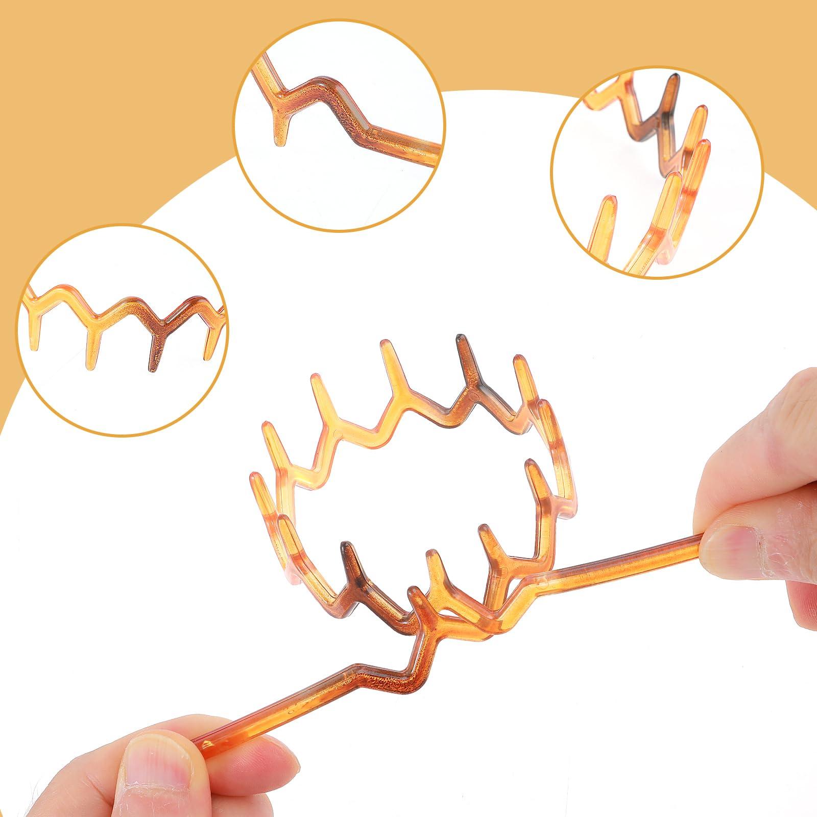 Tyqour Tyqour 4pcs Zig Zag Headband Non Slip Comb Headband Plastic Tooth Hair Comb Wavy Teeth Hairpin Headband for Women Girls Men